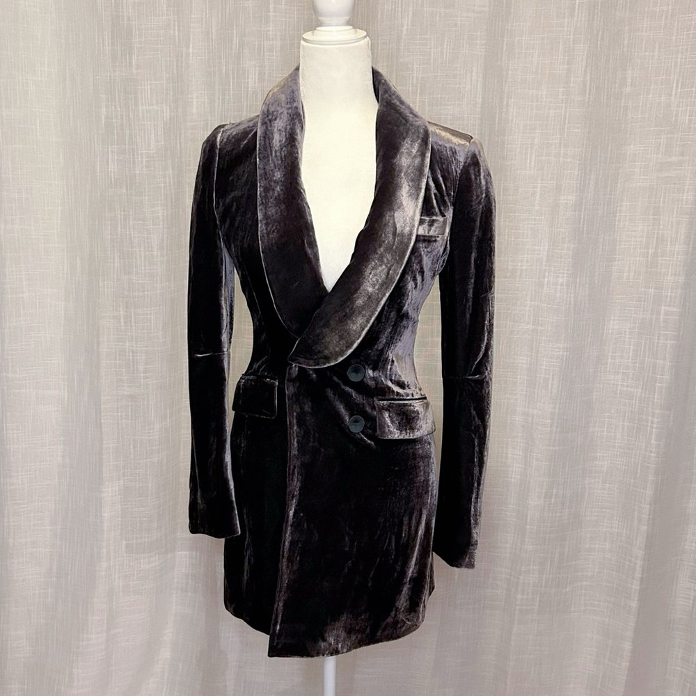 BCBG MaxAzria velvet long Double breasted coat